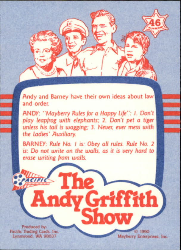 Andy Griffith Show Series One (1990 Pacific) "Main Set" Cards #1 to #110 - Picture 91 of 217