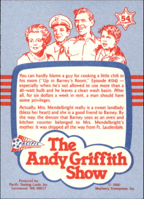 Andy Griffith Show Series One (1990 Pacific) "Main Set" Cards #1 to #110 - Picture 107 of 217