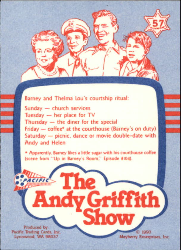 Andy Griffith Show Series One (1990 Pacific) "Main Set" Cards #1 to #110 - Picture 113 of 217