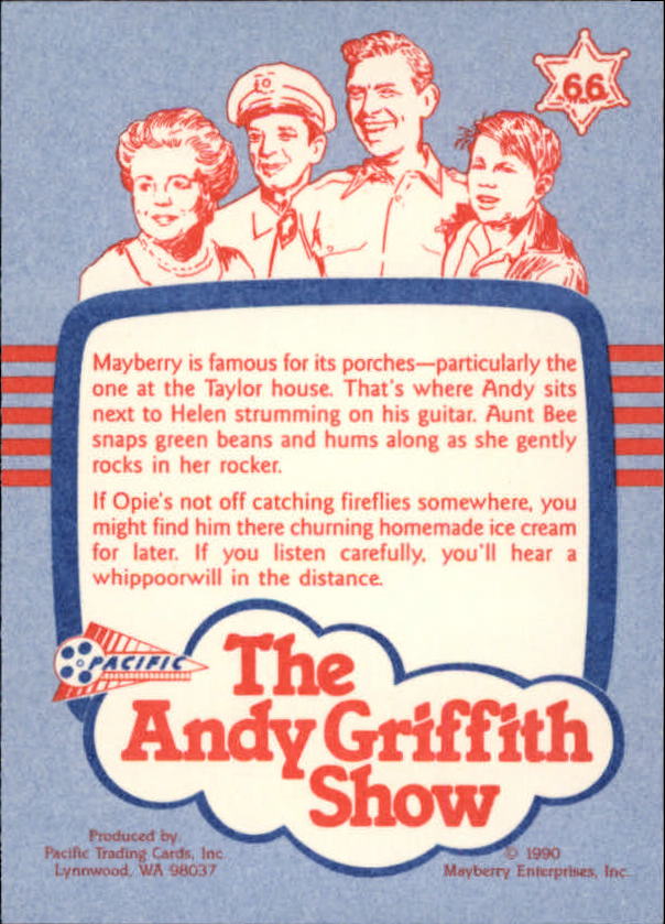 1990-91 Pacific Andy Griffith Show Complete Series #66 Front Porch Portrait back image