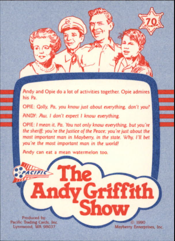 Andy Griffith Show Series One (1990 Pacific) "Main Set" Cards #1 to #110 - Picture 137 of 217