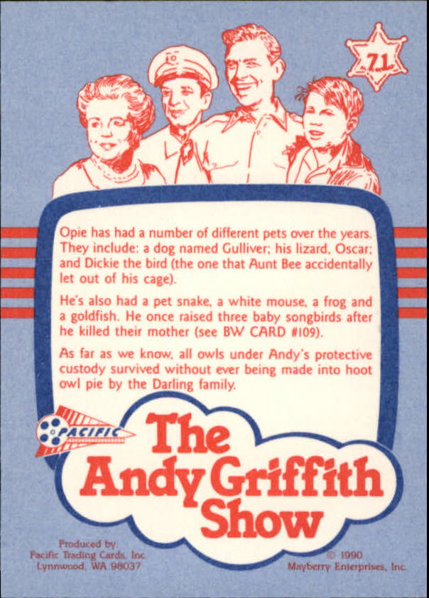 Andy Griffith Show Series One (1990 Pacific) "Main Set" Cards #1 to #110 - Picture 139 of 217