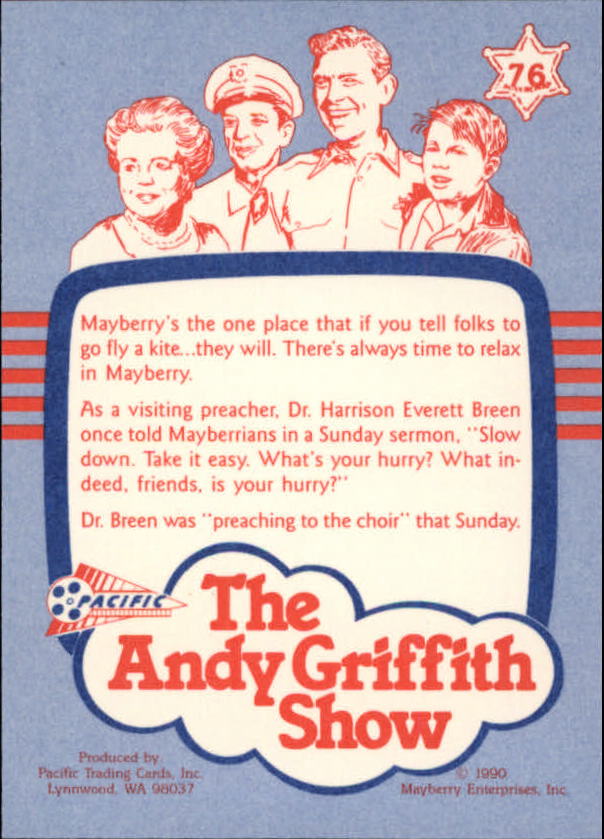 Andy Griffith Show Series One (1990 Pacific) "Main Set" Cards #1 to #110 - Picture 149 of 217