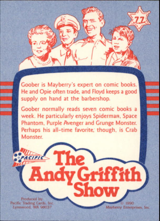 Andy Griffith Show Series One (1990 Pacific) "Main Set" Cards #1 to #110 - Picture 151 of 217