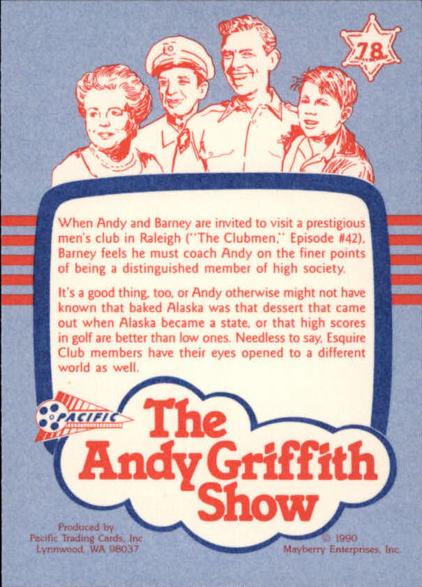 Andy Griffith Show Series One (1990 Pacific) "Main Set" Cards #1 to #110 - Picture 153 of 217