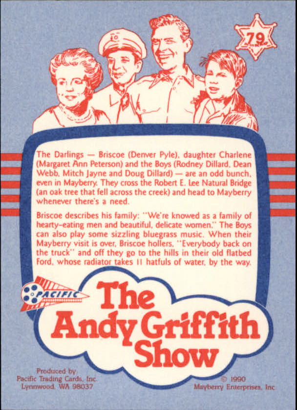 1990-91 Pacific Andy Griffith Show Complete Series #79 The Darlings back image