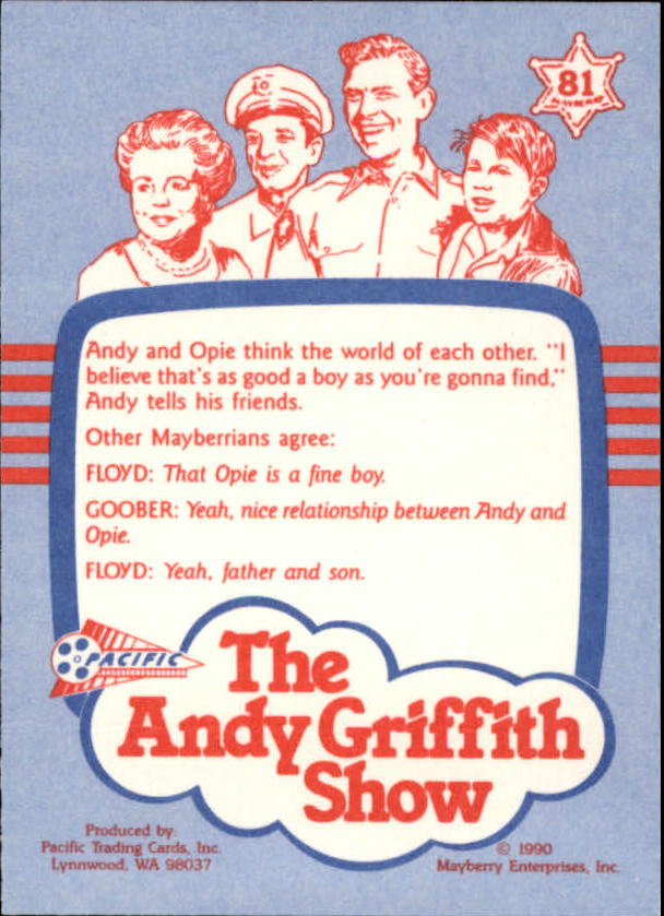 1990-91 Pacific Andy Griffith Show Complete Series #81 The Taylor Men back image