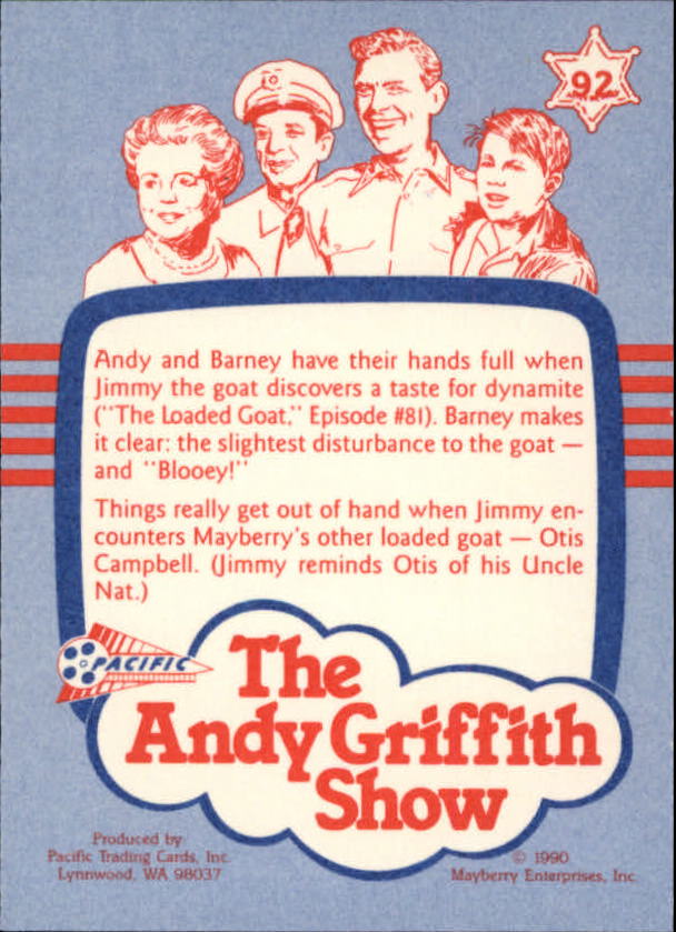 Andy Griffith Show Series One (1990 Pacific) "Main Set" Cards #1 to #110 - Picture 181 of 217