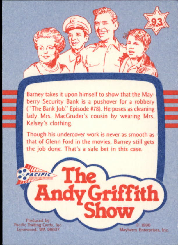 Andy Griffith Show Series One (1990 Pacific) "Main Set" Cards #1 to #110 - Picture 183 of 217