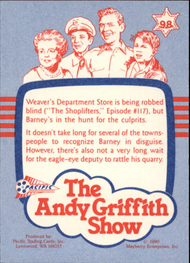 Andy Griffith Show Series One (1990 Pacific) "Main Set" Cards #1 to #110 - Picture 193 of 217