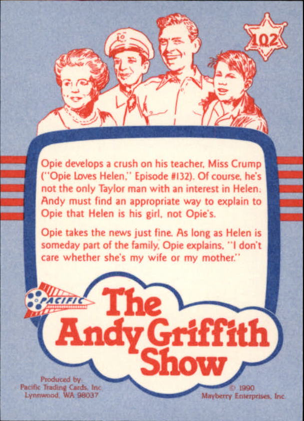 1990-91 Pacific Andy Griffith Show Complete Series #102 Chalk Talk back image