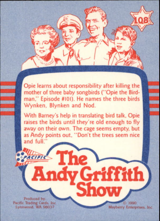 Andy Griffith Show Series One (1990 Pacific) "Main Set" Cards #1 to #110 - Picture 213 of 217