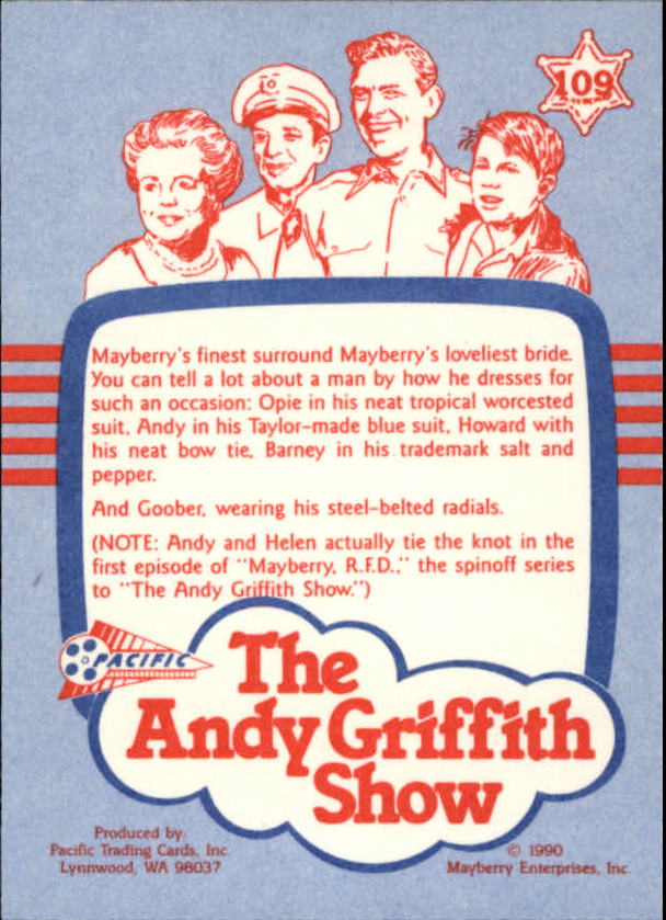 Andy Griffith Show Series One (1990 Pacific) "Main Set" Cards #1 to #110 - Picture 215 of 217