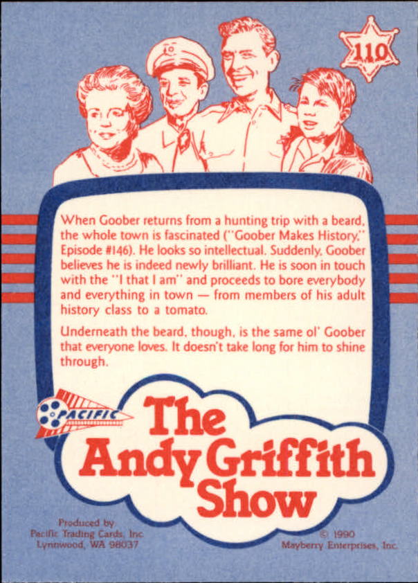 1990-91 Pacific Andy Griffith Show Complete Series #110 Have Beard, Will Think back image