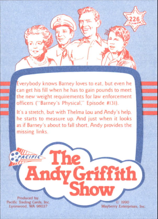 1990-91 Pacific Andy Griffith Show Complete Series #226 Weight Just a Second back image