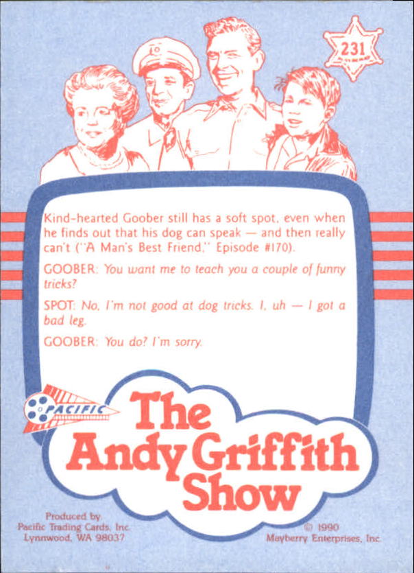 Andy Griffith Show Series Three (1991 Pacific) "Main Set" Cards #221 to #330