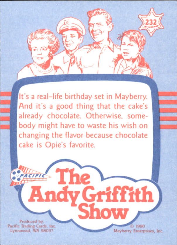 Andy Griffith Show Series Three (1991 Pacific) "Main Set" Cards #221 to #330