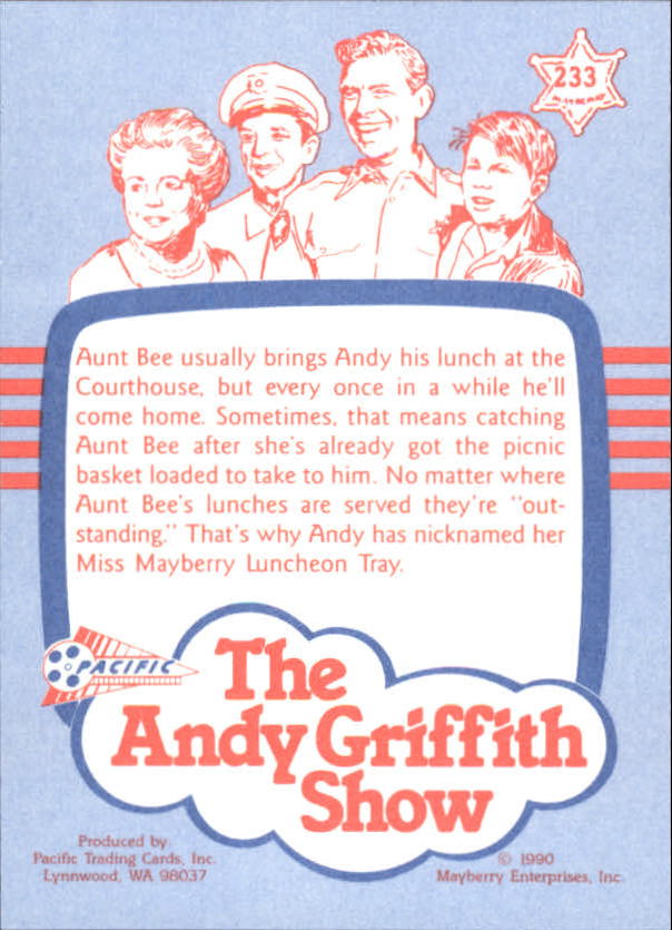 Andy Griffith Show Series Three (1991 Pacific) "Main Set" Cards #221 to #330