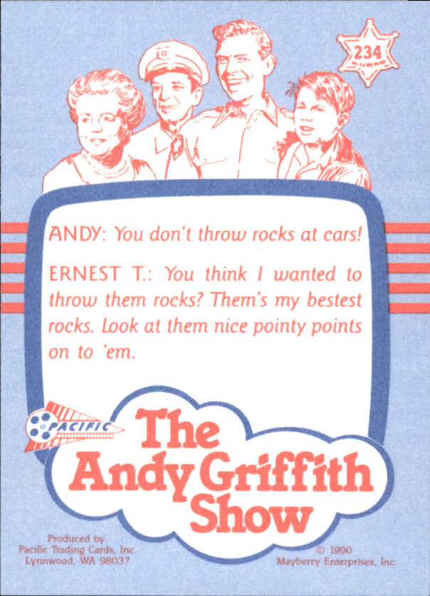 Andy Griffith Show Series Three (1991 Pacific) "Main Set" Cards #221 to #330