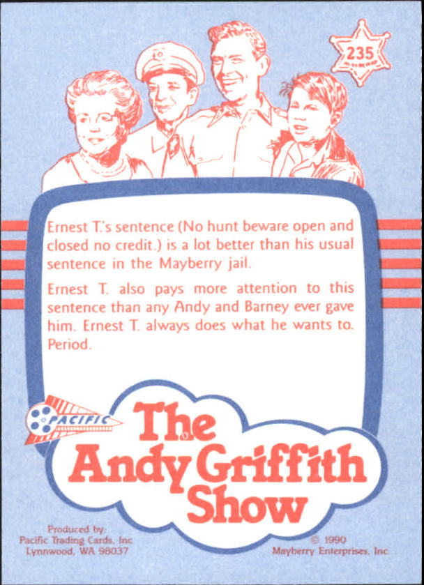 Andy Griffith Show Series Three (1991 Pacific) "Main Set" Cards #221 to #330