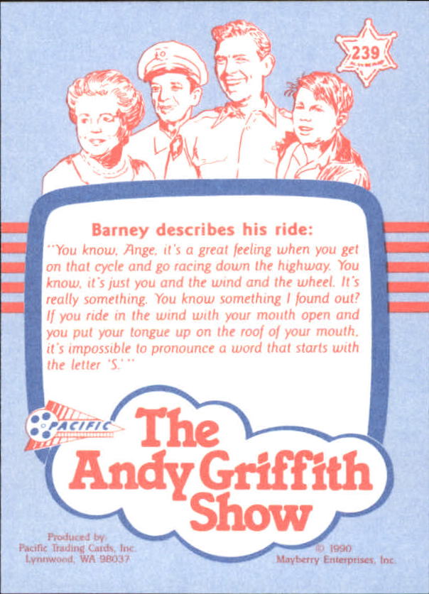 Andy Griffith Show Series Three (1991 Pacific) "Main Set" Cards #221 to #330