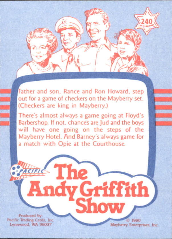 Andy Griffith Show Series Three (1991 Pacific) "Main Set" Cards #221 to #330