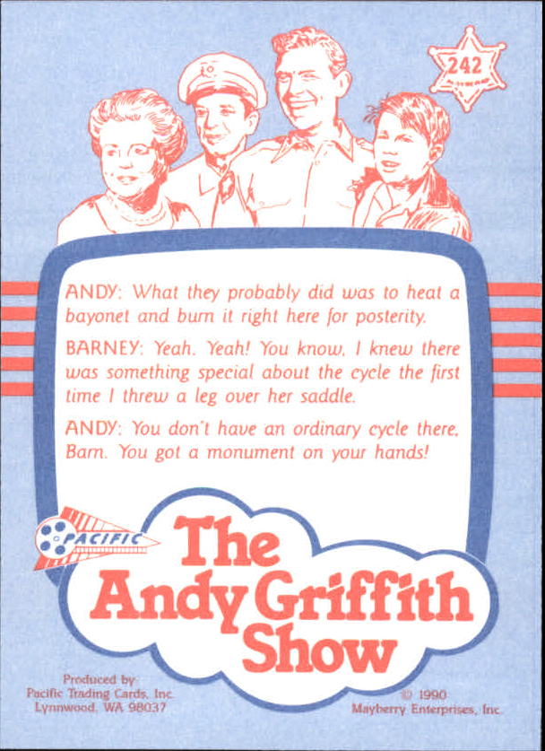 Andy Griffith Show Series Three (1991 Pacific) "Main Set" Cards #221 to #330