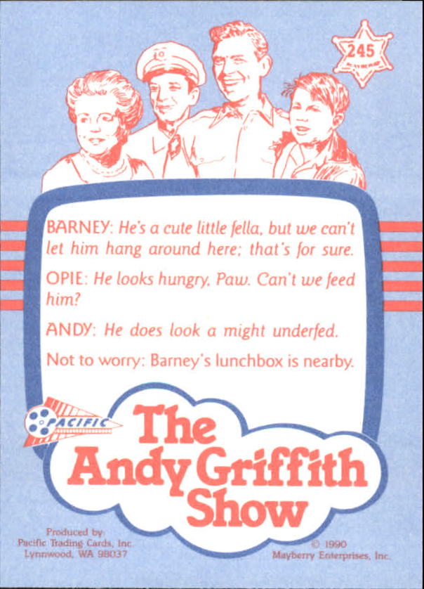 Andy Griffith Show Series Three (1991 Pacific) "Main Set" Cards #221 to #330