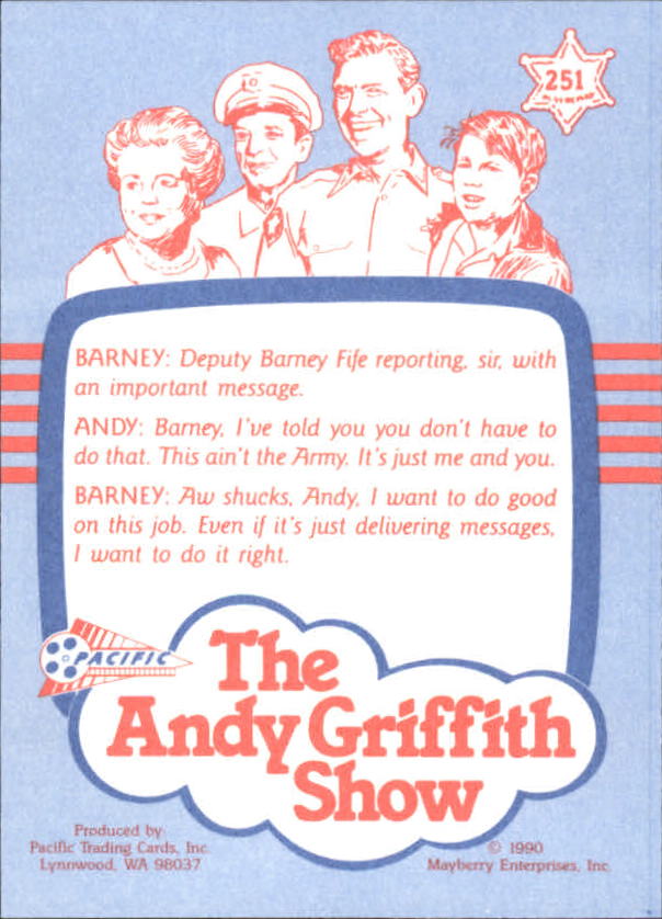 Andy Griffith Show Series Three (1991 Pacific) "Main Set" Cards #221 to #330