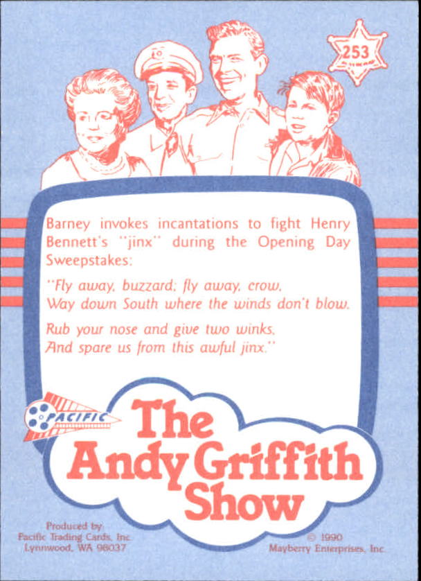 Andy Griffith Show Series Three (1991 Pacific) "Main Set" Cards #221 to #330