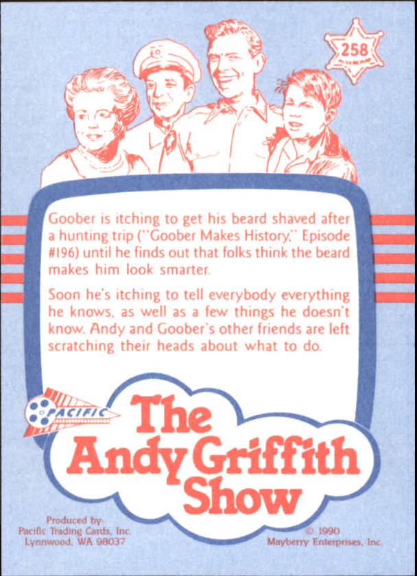 Andy Griffith Show Series Three (1991 Pacific) "Main Set" Cards #221 to #330