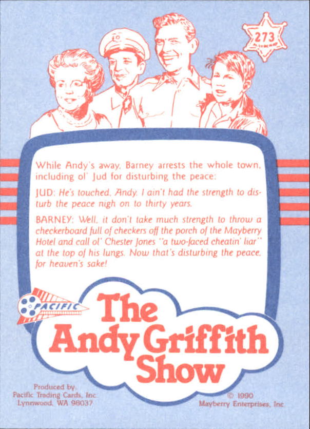 Andy Griffith Show Series Three (1991 Pacific) "Main Set" Cards #221 to #330