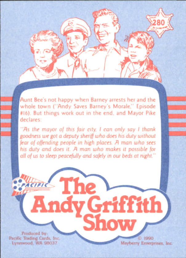 Andy Griffith Show Series Three (1991 Pacific) "Main Set" Cards #221 to #330