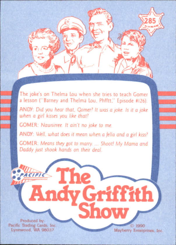 Andy Griffith Show Series Three (1991 Pacific) "Main Set" Cards #221 to #330