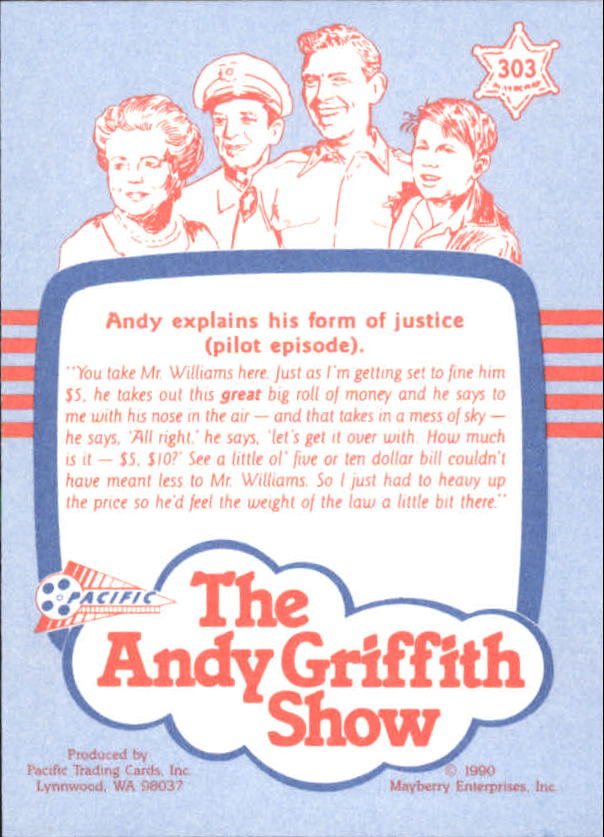 Andy Griffith Show Series Three (1991 Pacific) "Main Set" Cards #221 to #330