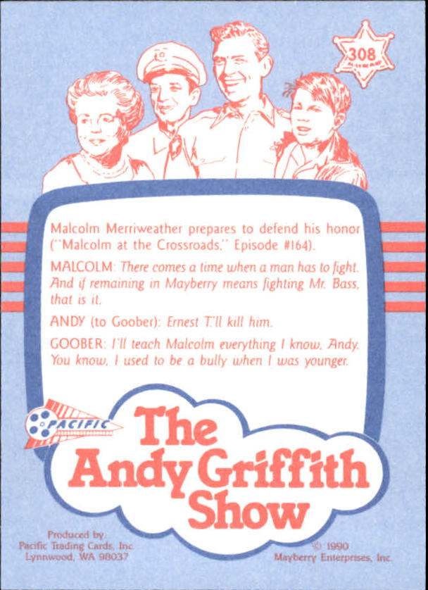 Andy Griffith Show Series Three (1991 Pacific) "Main Set" Cards #221 to #330