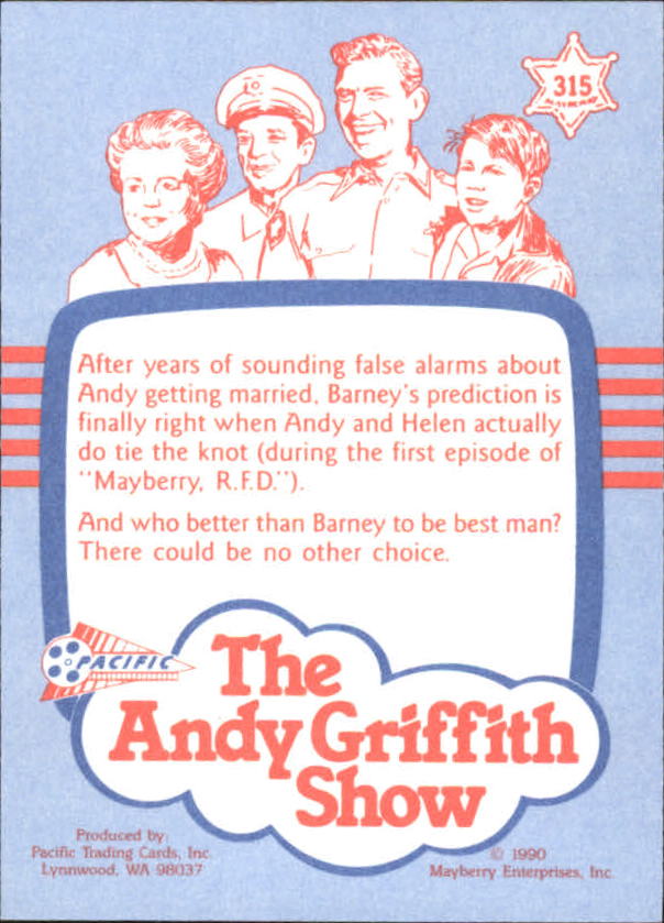 Andy Griffith Show Series Three (1991 Pacific) "Main Set" Cards #221 to #330