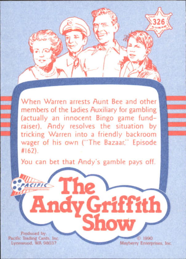 Andy Griffith Show Series Three (1991 Pacific) "Main Set" Cards #221 to #330