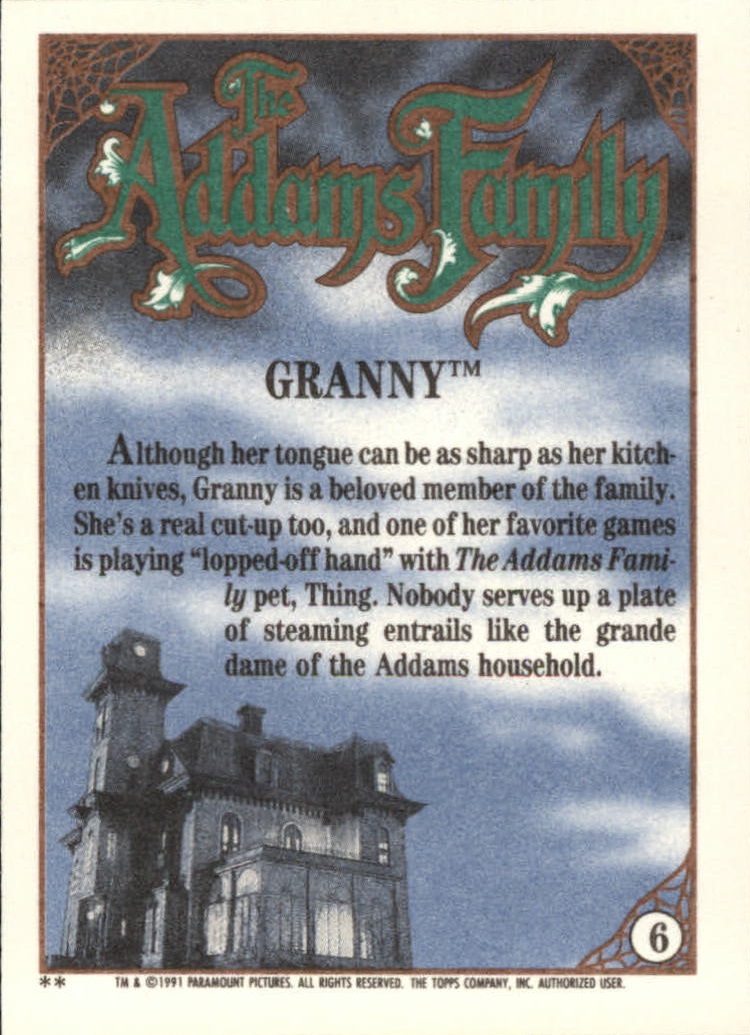 1991 Topps The Addams Family "Main Set" Base Cards