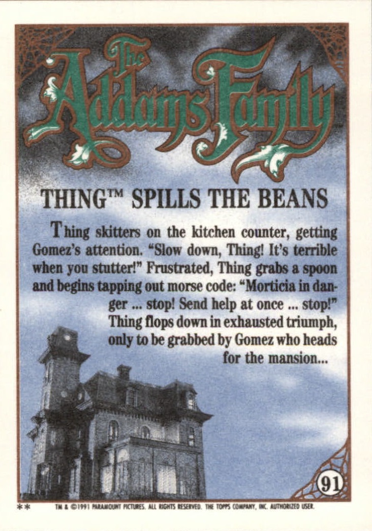 1991 Topps The Addams Family "Main Set" Base Cards