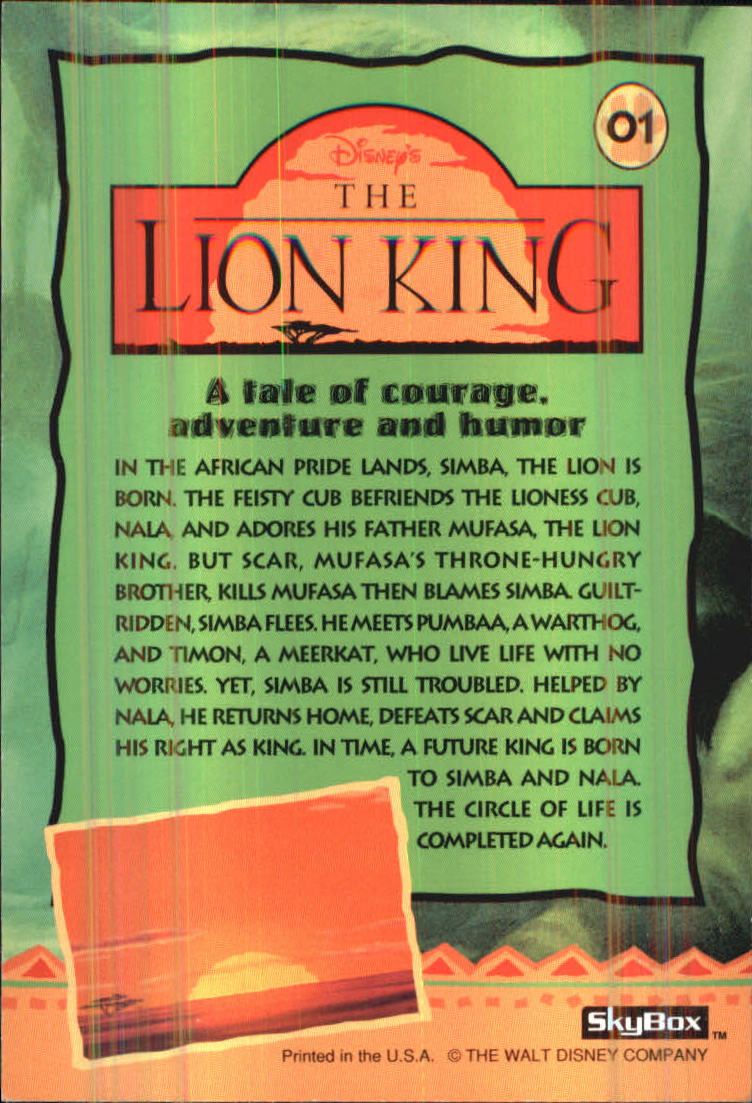 The Lion King (1994 Skybox) "Main Set" Cards #1 to #170 - Picture 3 of 339