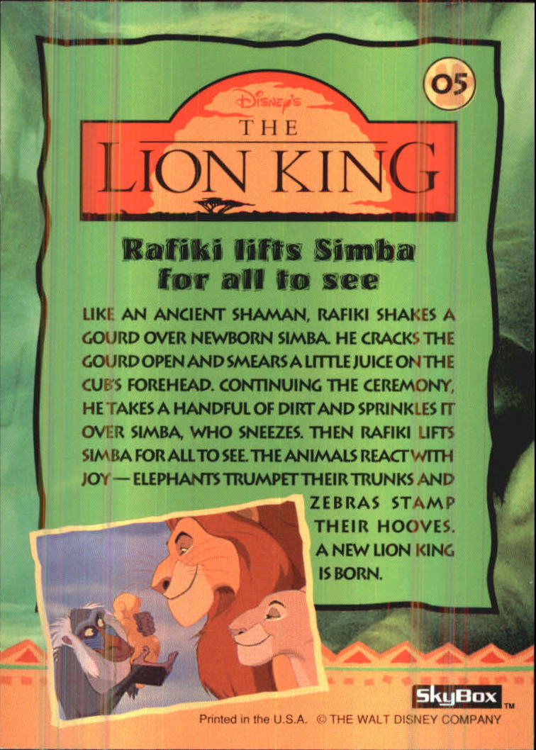 The Lion King (1994 Skybox) "Main Set" Cards #1 to #170 - Picture 11 of 339