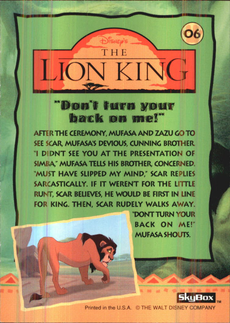 The Lion King (1994 Skybox) "Main Set" Cards #1 to #170 - Picture 13 of 339