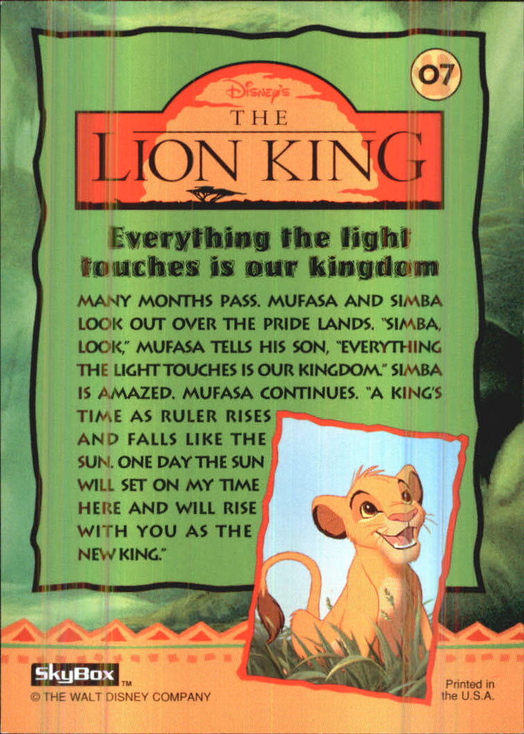 The Lion King (1994 Skybox) "Main Set" Cards #1 to #170 - Picture 15 of 339