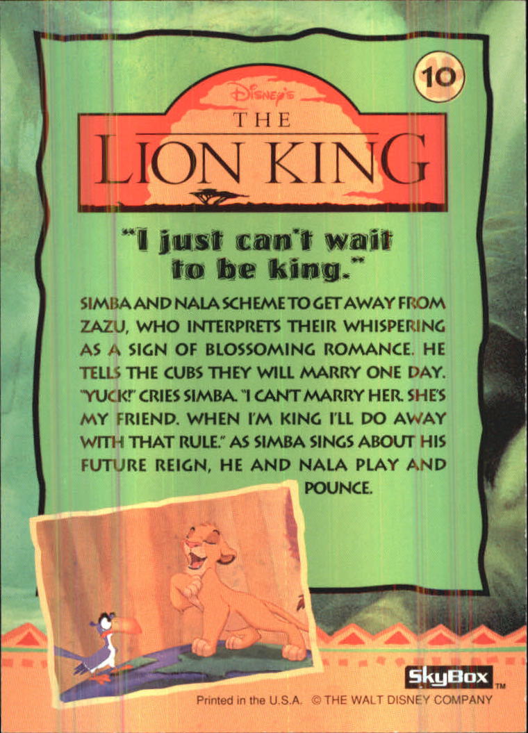 The Lion King (1994 Skybox) "Main Set" Cards #1 to #170 - Picture 21 of 339