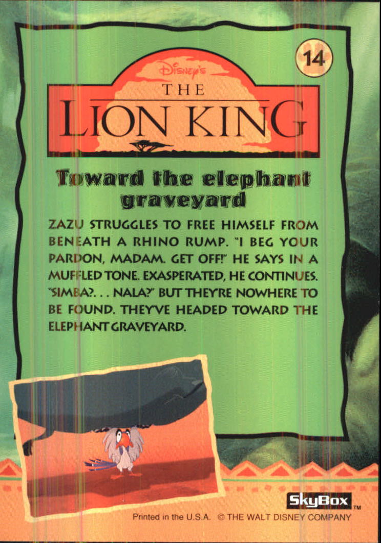 The Lion King (1994 Skybox) "Main Set" Cards #1 to #170 - Picture 29 of 339