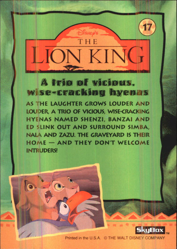 The Lion King (1994 Skybox) "Main Set" Cards #1 to #170 - Picture 35 of 339