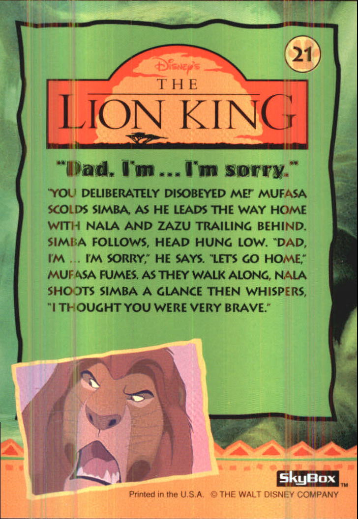 The Lion King (1994 Skybox) "Main Set" Cards #1 to #170 - Picture 43 of 339