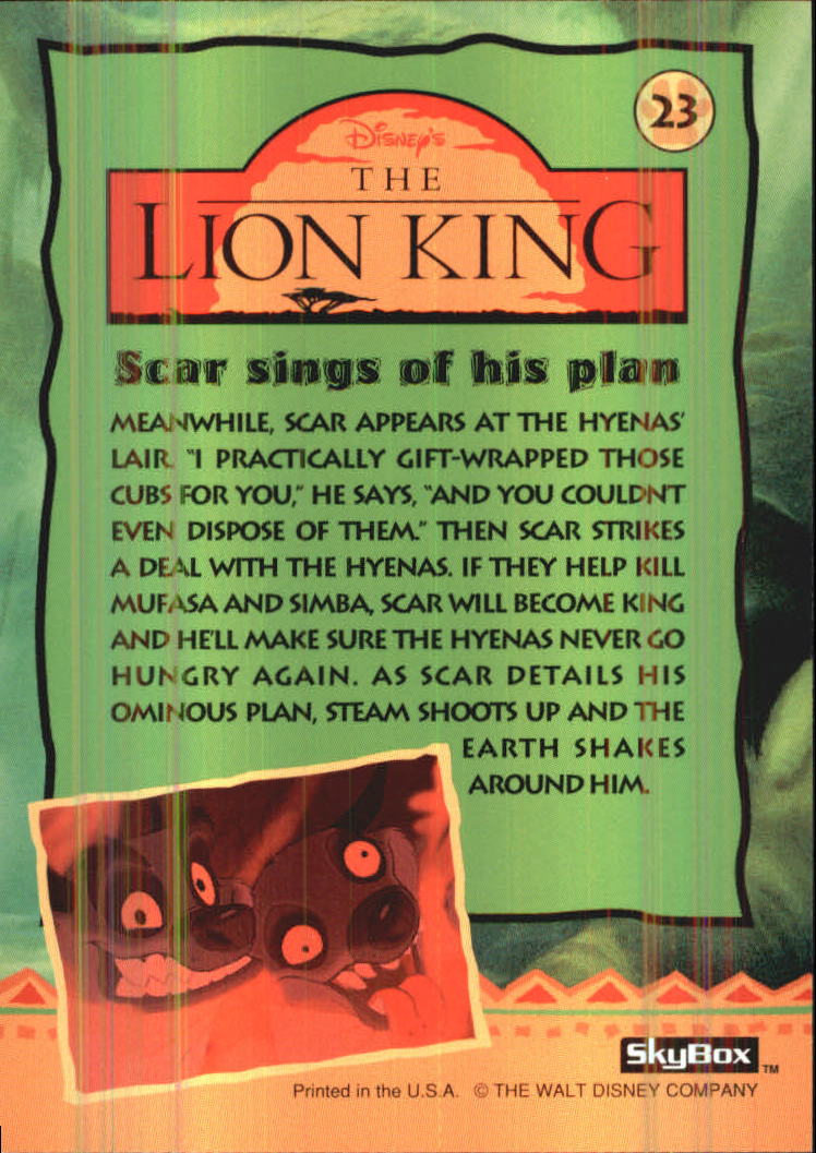 The Lion King (1994 Skybox) "Main Set" Cards #1 to #170 - Picture 47 of 339