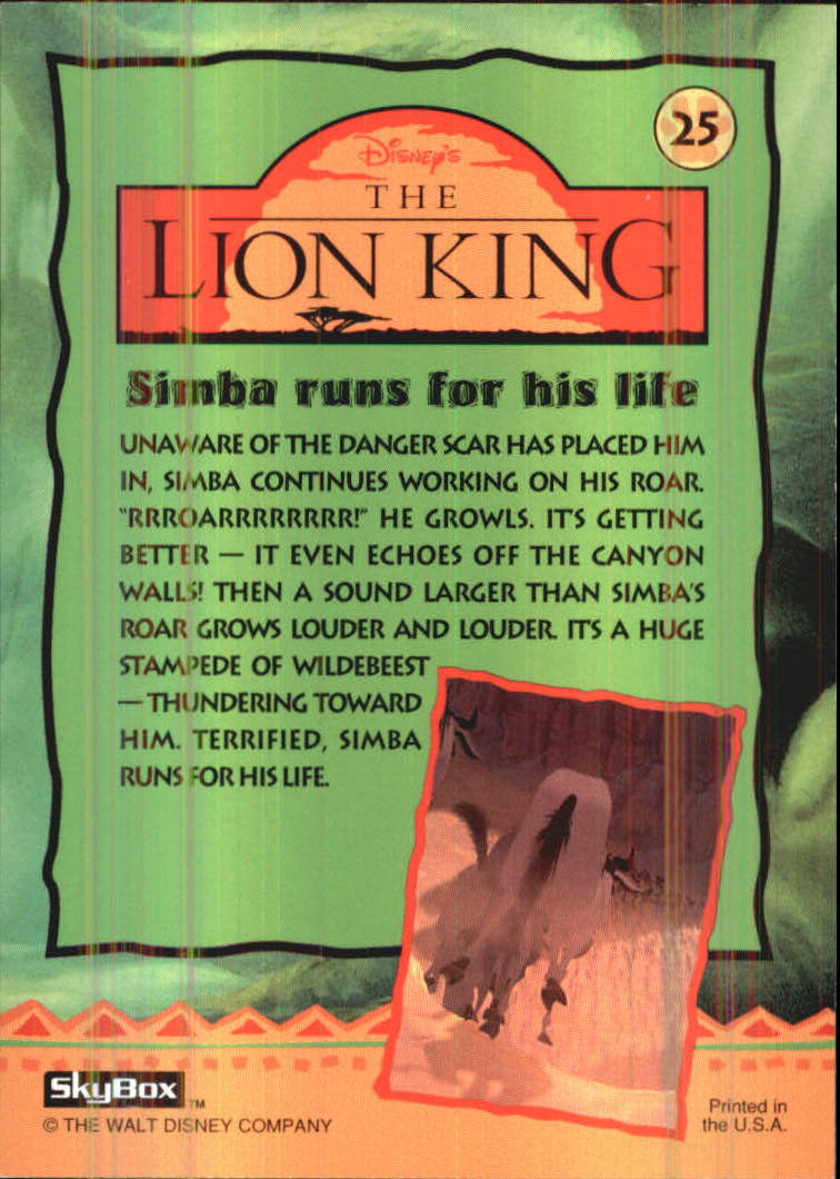 The Lion King (1994 Skybox) "Main Set" Cards #1 to #170 - Picture 51 of 339